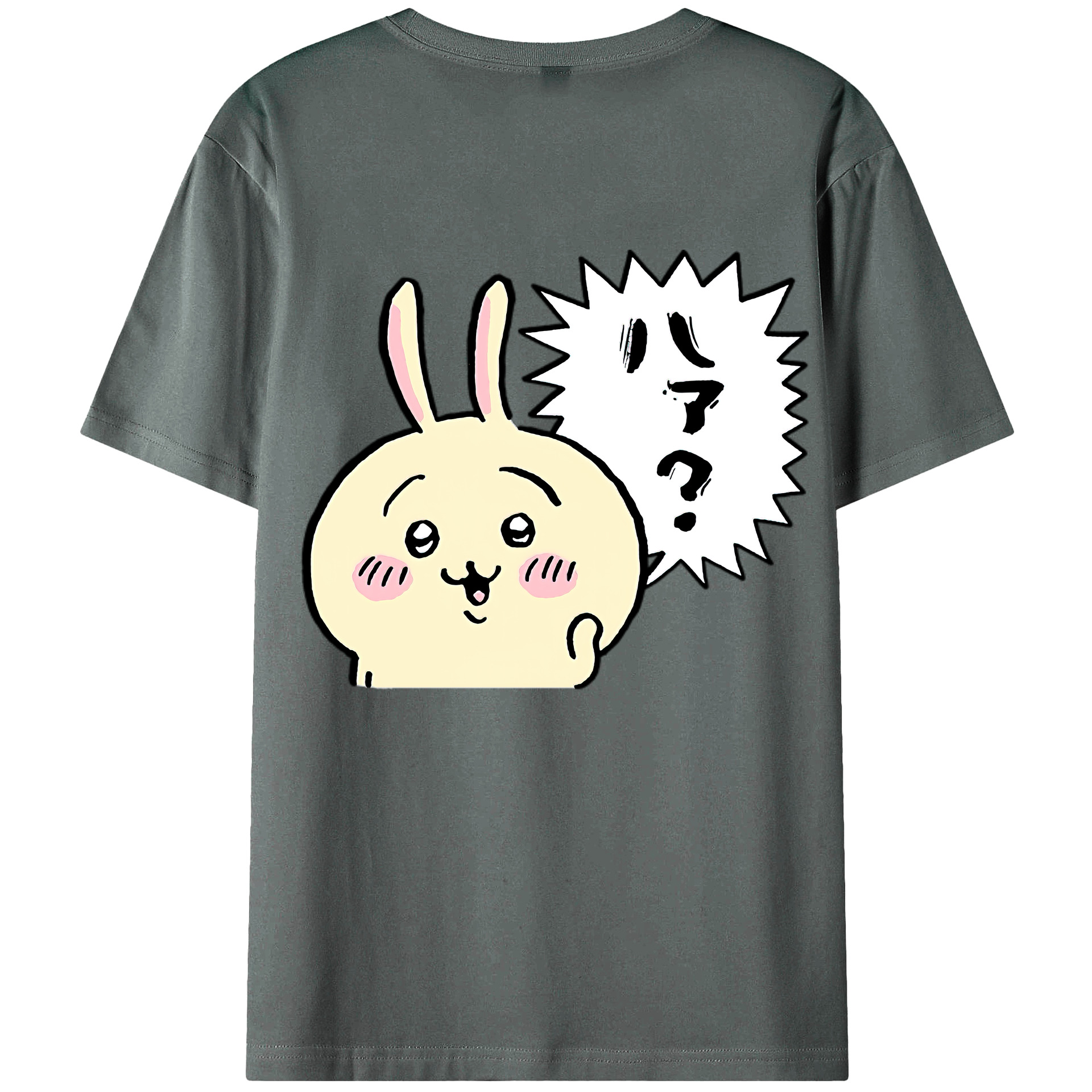 （画像用） ちいかわ うさぎ Chii-kawa usagi 綿100％ メンズ半袖Tシャツ（バックプリント） 通気性